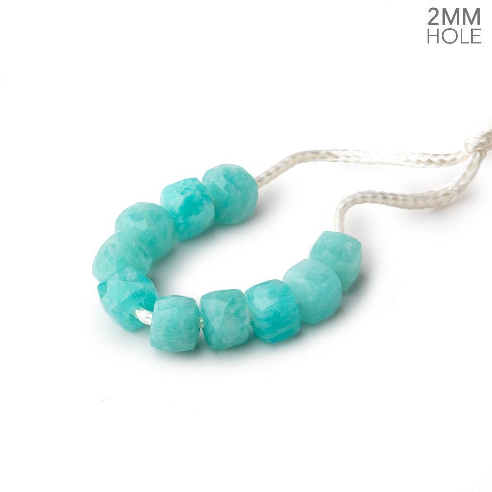 6mm Amazonite 2mm Large Hole Faceted Cube Beads Set of 10 (ONLINE ORDER ONLY)