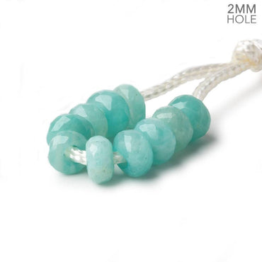 6mm Amazonite 2mm Large Hole Faceted Rondelle Set of 10 Beads (ONLINE ORDER ONLY)