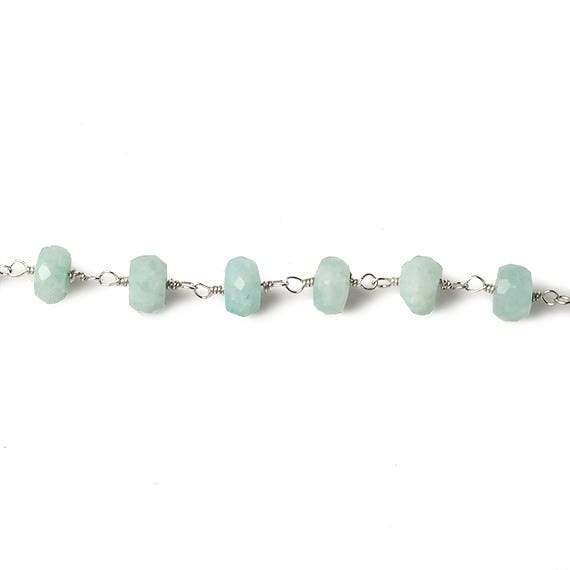 6mm Amazonite faceted rondelle Silver Chain by the foot 30 pcs (ONLINE ORDER ONLY)