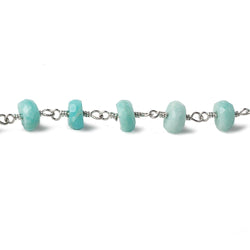 6mm Amazonite faceted rondelle Silver plated Chain by the foot 30 beads (ONLINE ORDER ONLY)