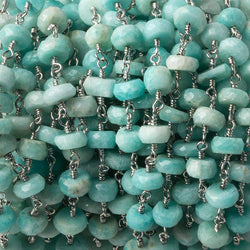 6mm Amazonite faceted rondelle Silver plated Chain by the foot 30 beads (ONLINE ORDER ONLY)