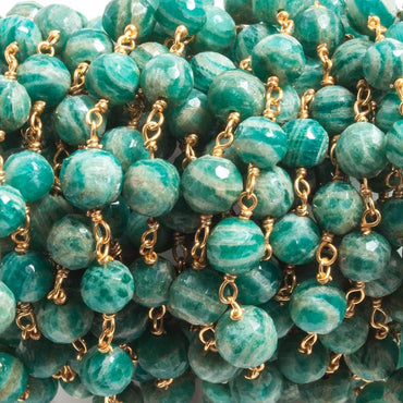 6mm Russian Amazonite faceted round Vermeil Chain by the foot 25 beads (ONLINE ORDER ONLY)