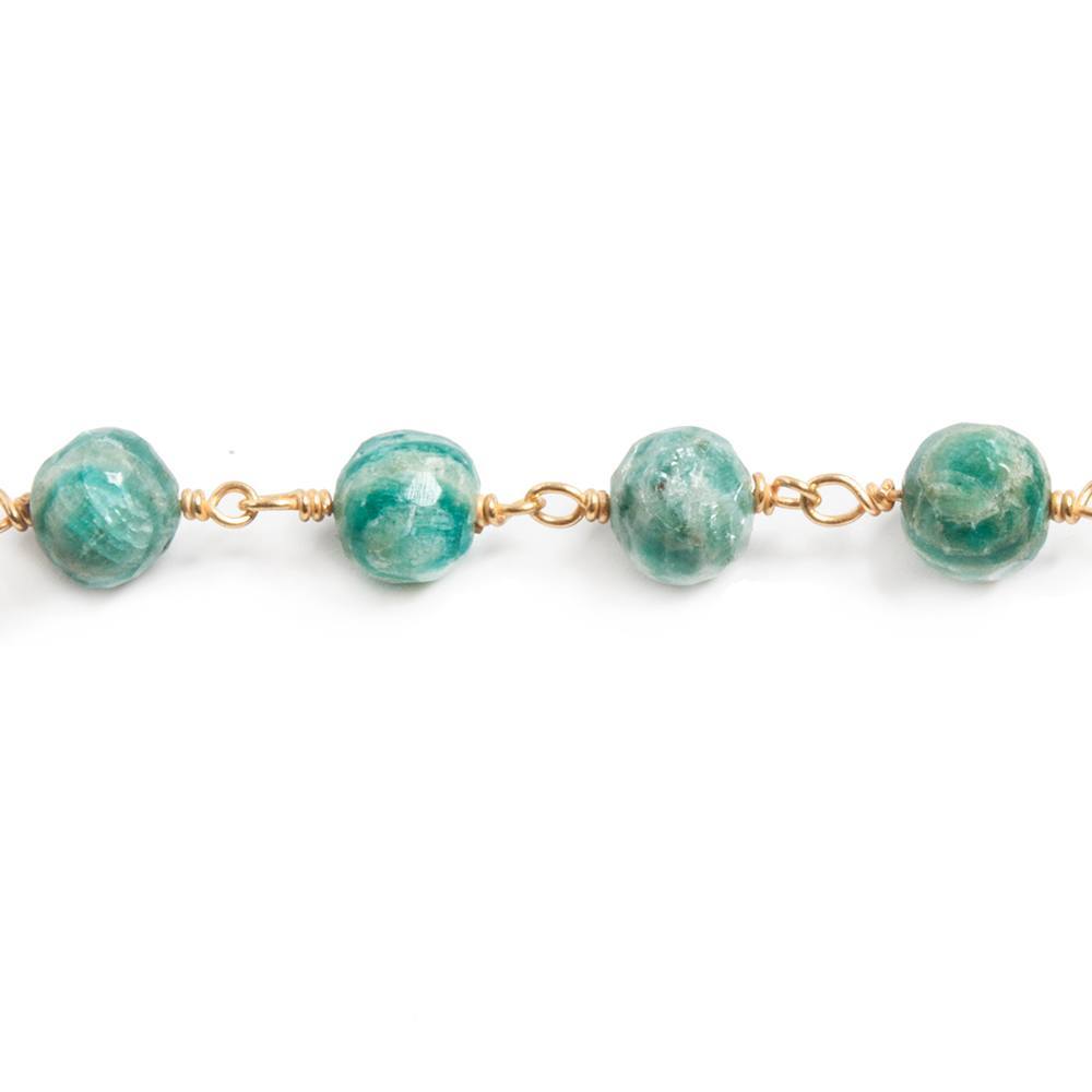 6mm Russian Amazonite faceted round Vermeil Chain by the foot 25 beads (ONLINE ORDER ONLY)