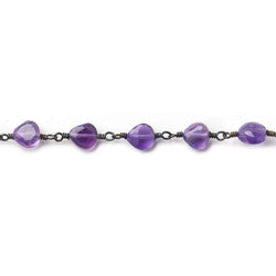 6mm Amethyst faceted heart Black Gold plated Chain by the foot (ONLINE ORDER ONLY)