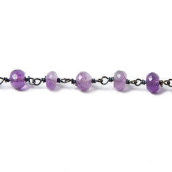 6mm Amethyst faceted rondelle Black Gold Chain by the foot 29 pcs (ONLINE ORDER ONLY)