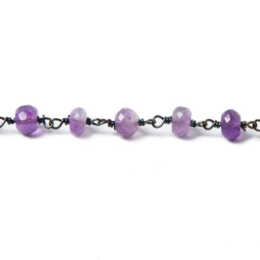 6mm Amethyst faceted rondelle Black Gold Chain by the foot 29 pcs (ONLINE ORDER ONLY)