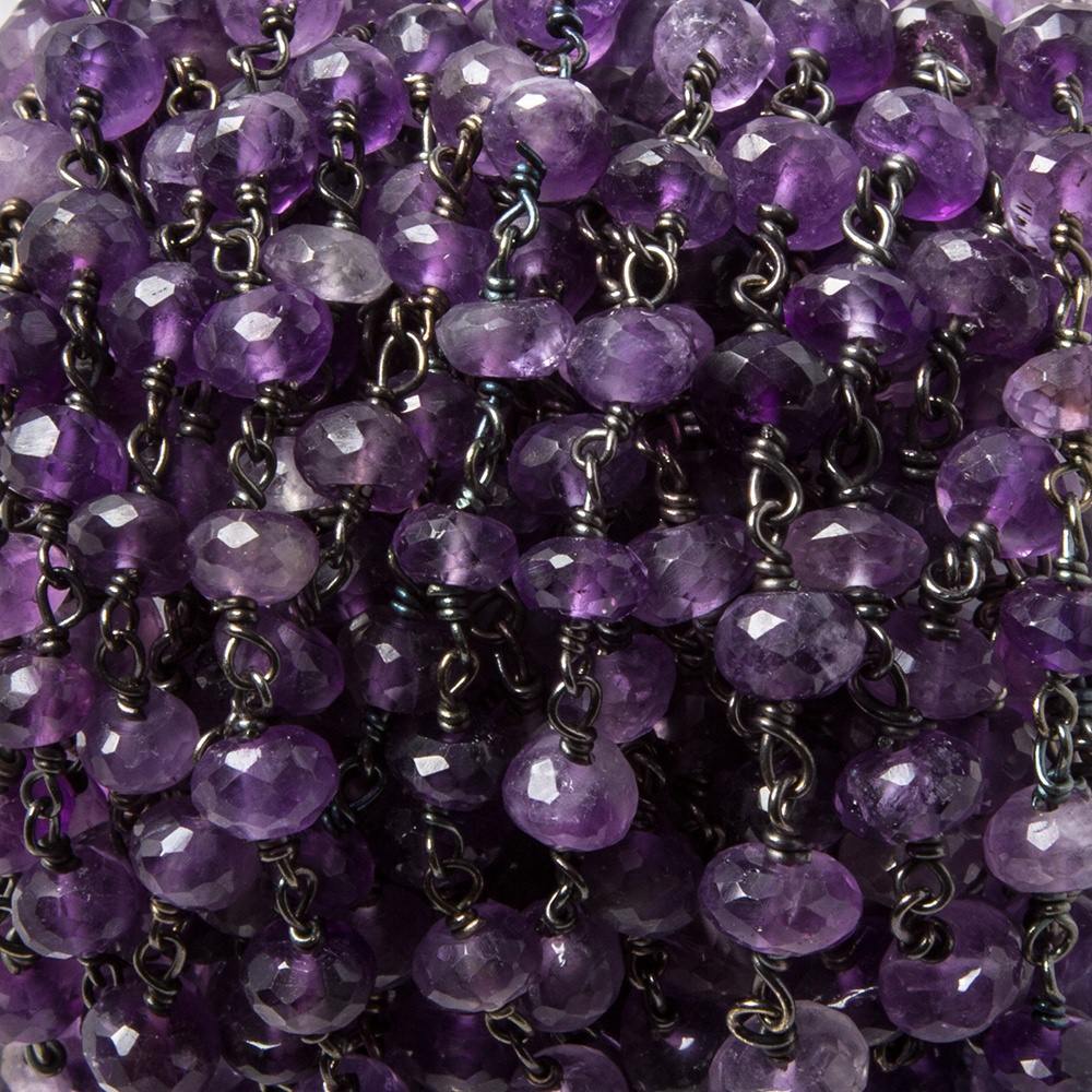 6mm Amethyst faceted rondelle Black Gold Chain by the foot 29 pcs (ONLINE ORDER ONLY)