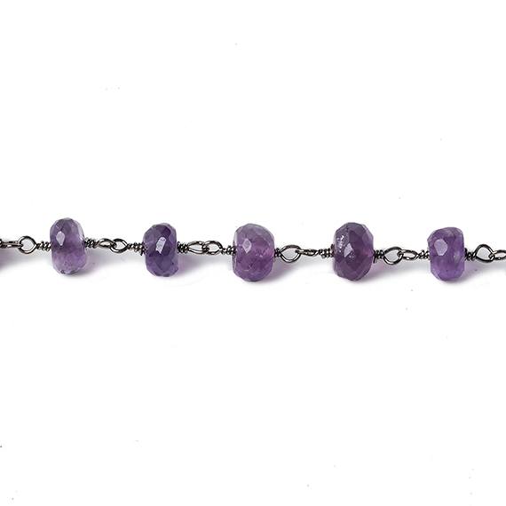 6mm Amethyst faceted rondelle Black Gold Chain by the foot 30 pcs (ONLINE ORDER ONLY)