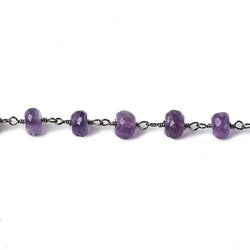6mm Amethyst faceted rondelle Black Gold Chain by the foot 30 pcs (ONLINE ORDER ONLY)