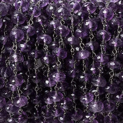 6mm Amethyst faceted rondelle Black Gold Chain by the foot 30 pcs (ONLINE ORDER ONLY)