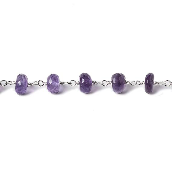 6mm Amethyst faceted rondelle Silver Chain by the foot 30 pcs (ONLINE ORDER ONLY)