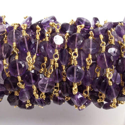 6mm Amethyst plain coin Gold plated Chain by the foot 26 pieces (ONLINE ORDER ONLY)