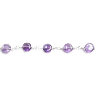 6mm Amethyst plain coin Silver plated Chain by the foot 25 pieces (ONLINE ORDER ONLY)