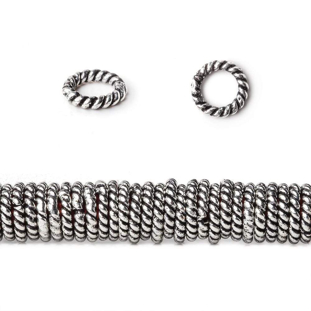 6mm Antiqued Sterling Silver Plated Copper Twisted Jumpring 8 inch 180 pcs (ONLINE ORDER ONLY)