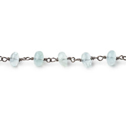 6mm Aquamarine Plain Rondelles on Black Gold over .925 Silver Chain (ONLINE ORDER ONLY)
