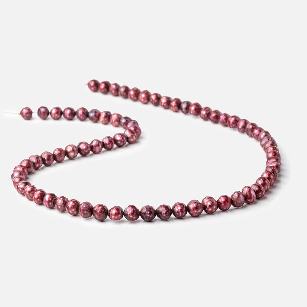 6mm Berry Red Faceted Round Freshwater Pearls 15.5 inch 70 pieces (ONLINE ORDER ONLY)