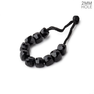 6mm Black Onyx 2mm Large Hole Faceted Cube Beads Set of 10 (ONLINE ORDER ONLY)