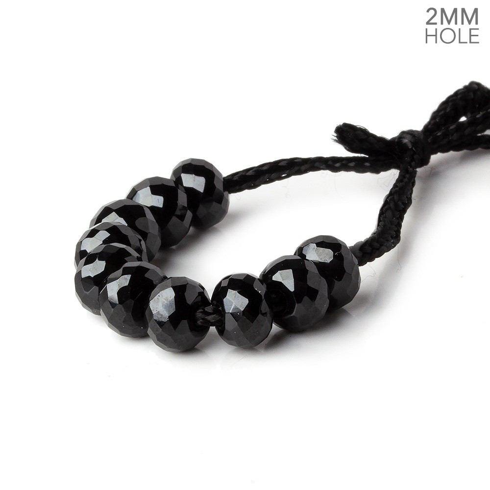 6mm Black Onyx 2mm Large Hole Faceted Rondelle Set of 10 Beads (ONLINE ORDER ONLY)