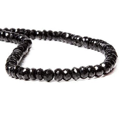 6mm Black Tourmaline Faceted Rondelle 14 inch 94 Beads (ONLINE ORDER ONLY)