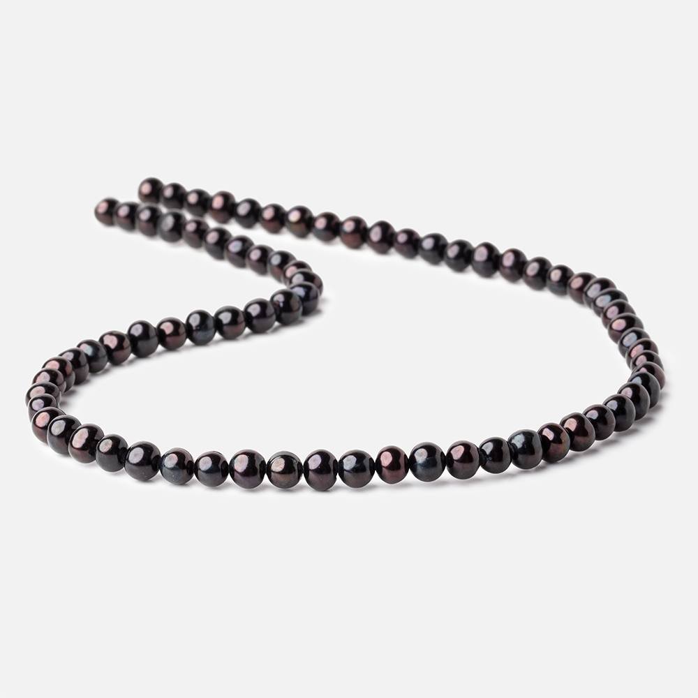 6x5mm Black Side Drilled Off Round Freshwater Pearl Beads 15 inch 72 pieces (ONLINE ORDER ONLY)