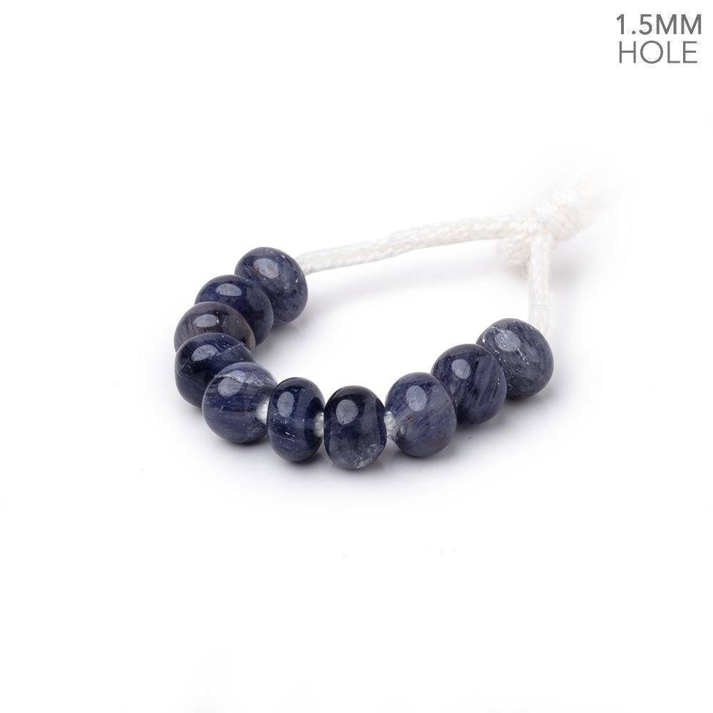 6mm Blue Aventurine 1.5mm Large Hole Plain Rondelle Set of 10 (ONLINE ORDER ONLY)