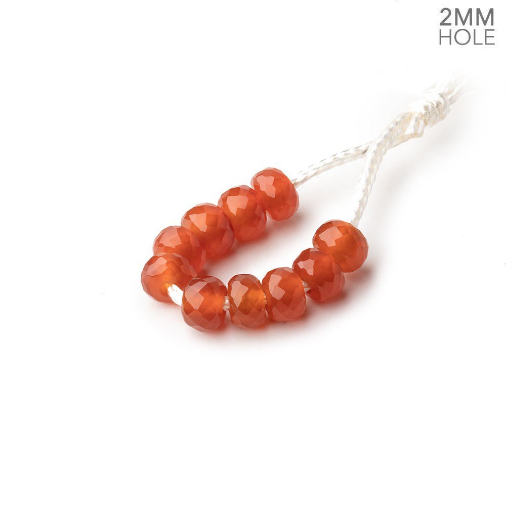 6mm Carnelian 2mm Large Hole Faceted Rondelle Set of 10 Beads (ONLINE ORDER ONLY)