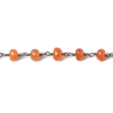 6mm Carnelian faceted rondelle Black Gold Chain by the foot 30 pcs (ONLINE ORDER ONLY)