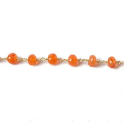 6mm Carnelian faceted rondelle Gold Chain by the foot 30 pcs (ONLINE ORDER ONLY)