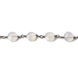 6mm Champagne Chalcedony faceted coin Black Gold Chain by the foot 25 pieces (ONLINE ORDER ONLY)