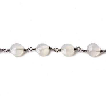 6mm Champagne Chalcedony faceted coin Black Gold Chain by the foot 25 pieces (ONLINE ORDER ONLY)