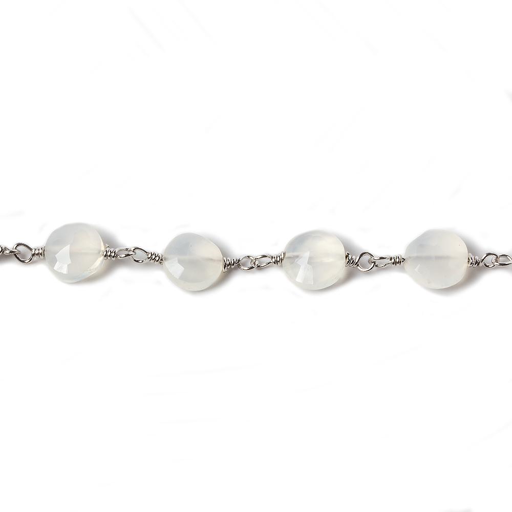 6mm Champagne Chalcedony faceted coin Silver Chain by the foot 25 pieces (ONLINE ORDER ONLY)