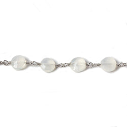 6mm Champagne Chalcedony faceted coin Silver Chain by the foot 25 pieces (ONLINE ORDER ONLY)