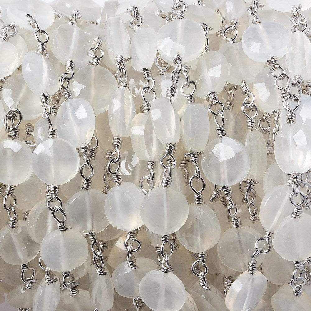 6mm Champagne Chalcedony faceted coin Silver Chain by the foot 25 pieces (ONLINE ORDER ONLY)