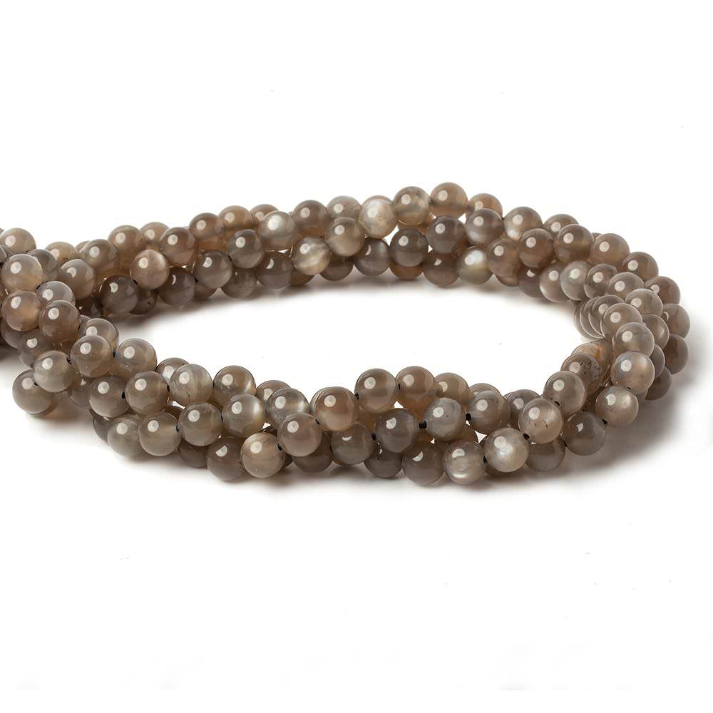 6mm Chocolate Brown Moonstone Plain Rounds 16 inch 69 beads AA (ONLINE ORDER ONLY)