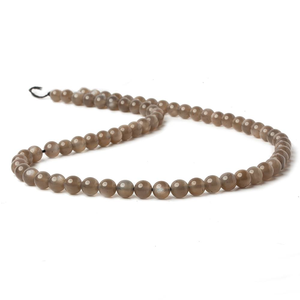 6mm Chocolate Brown Moonstone Plain Rounds 16 inch 69 beads AA (ONLINE ORDER ONLY)