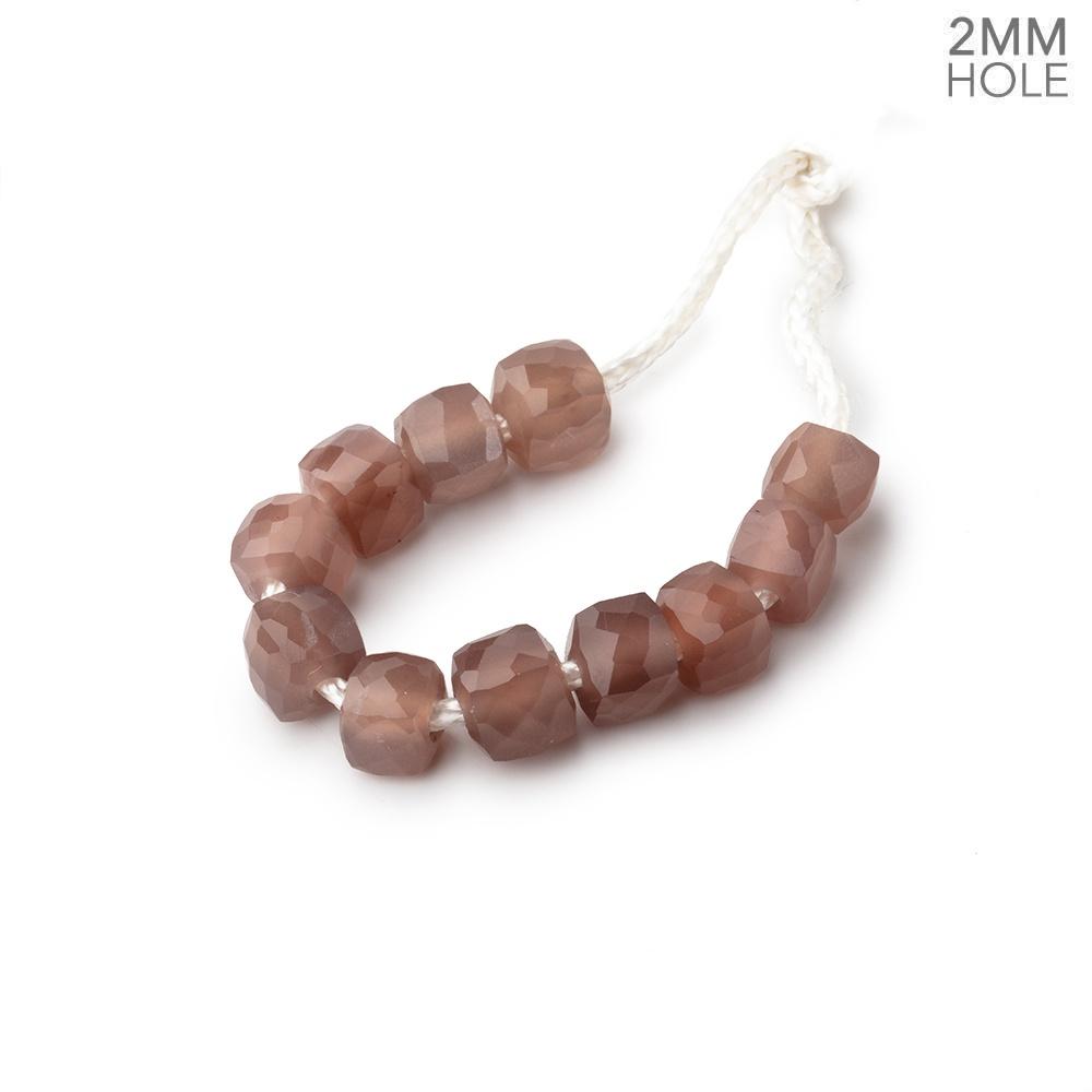 6mm Chocolate Moonstone 2mm Large Hole Faceted Cube Beads Set of 10 (ONLINE ORDER ONLY)