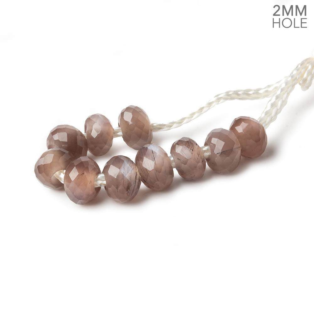6mm Chocolate Moonstone 2mm Large Hole Faceted Rondelle Set of 10 Beads (ONLINE ORDER ONLY)