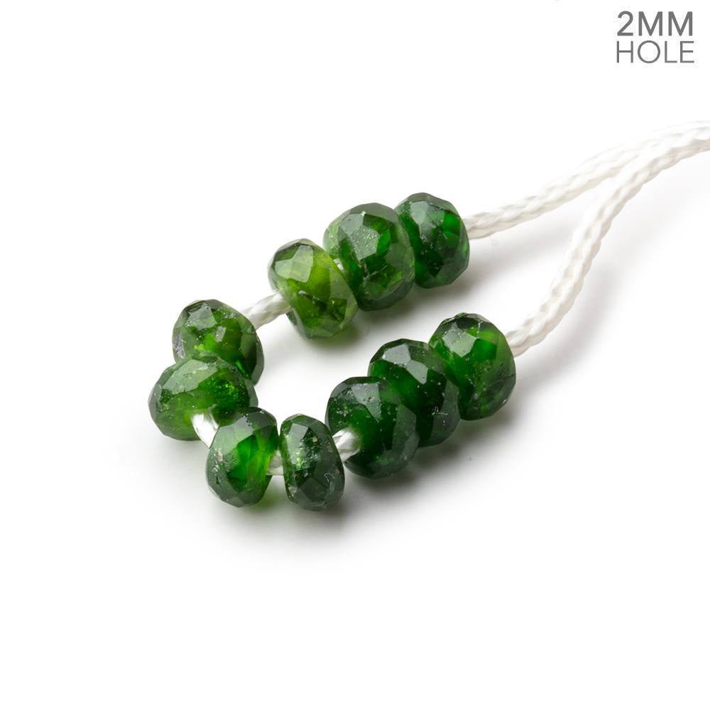 6mm Chrome Diopside 2mm Large Hole Faceted Rondelle Beads Set of 10 (ONLINE ORDER ONLY)