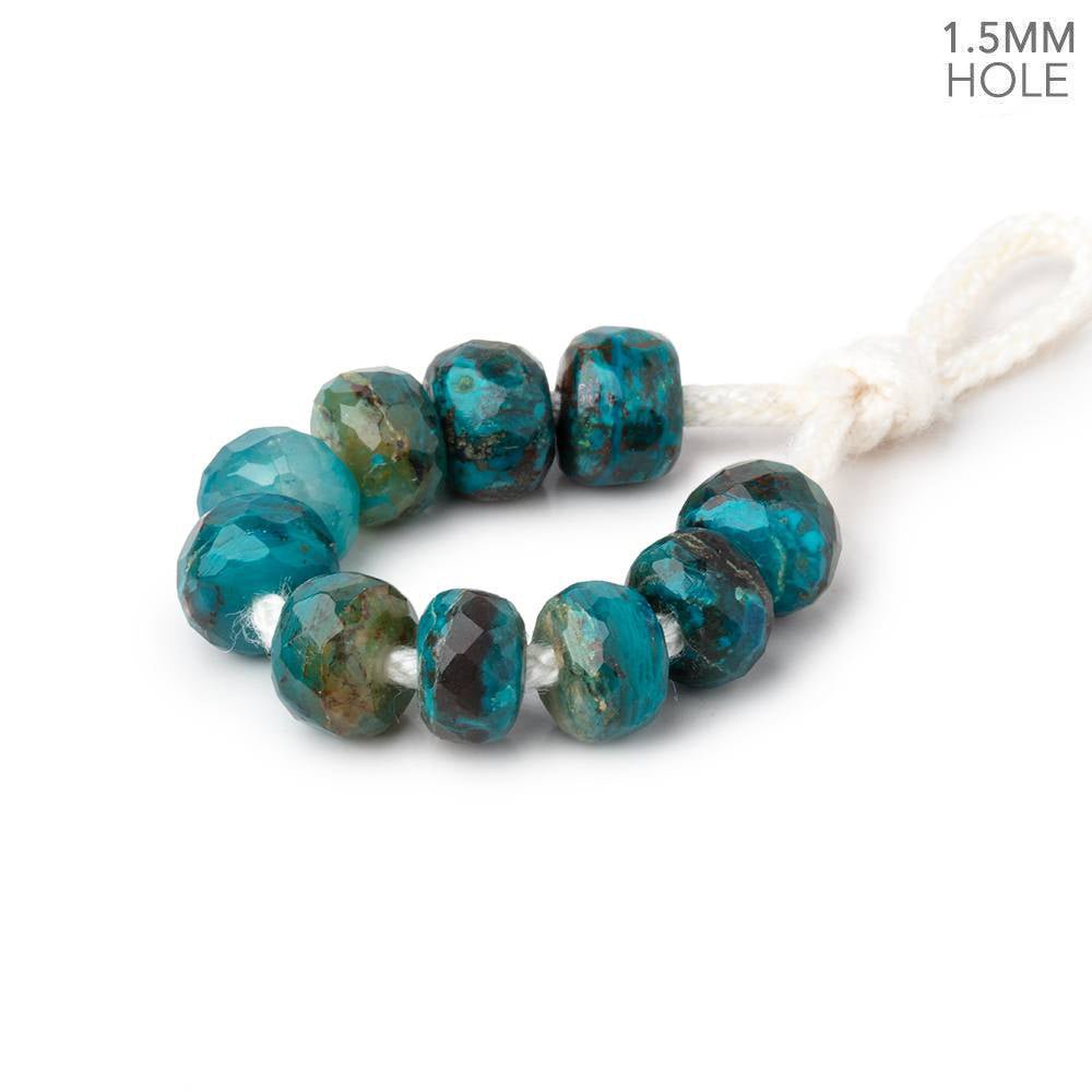6mm Chrysocolla 1.5mm Large Hole Faceted Rondelle Beads Set of 10 (ONLINE ORDER ONLY)