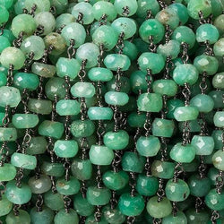 6mm Chrysoprase faceted rondelle Black Gold Chain by the foot 30 pcs (ONLINE ORDER ONLY)