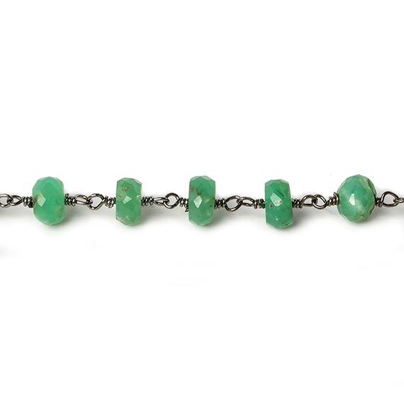 6mm Chrysoprase faceted rondelle Black Gold Chain by the foot 30 pcs (ONLINE ORDER ONLY)