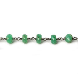 6mm Chrysoprase faceted rondelle Black Gold Chain by the foot 30 pcs (ONLINE ORDER ONLY)