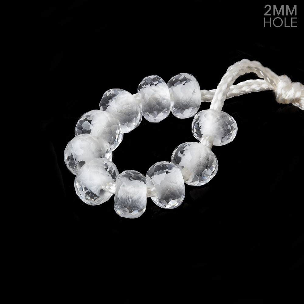 6mm Crystal Quartz 2mm Large Hole Faceted Rondelle Set of 10 Beads (ONLINE ORDER ONLY)