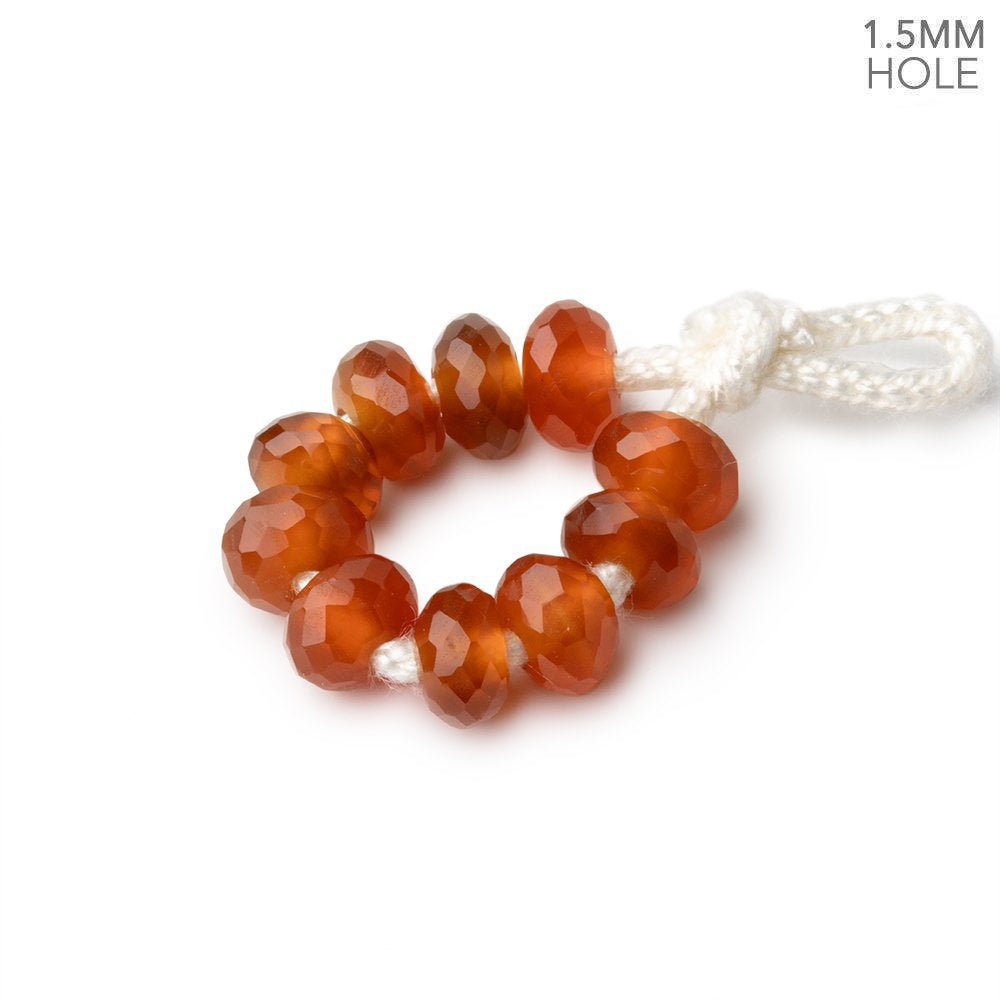 6mm Dark Carnelian 1.5mm Large Hole Faceted Rondelle Beads Set of 10 (ONLINE ORDER ONLY)