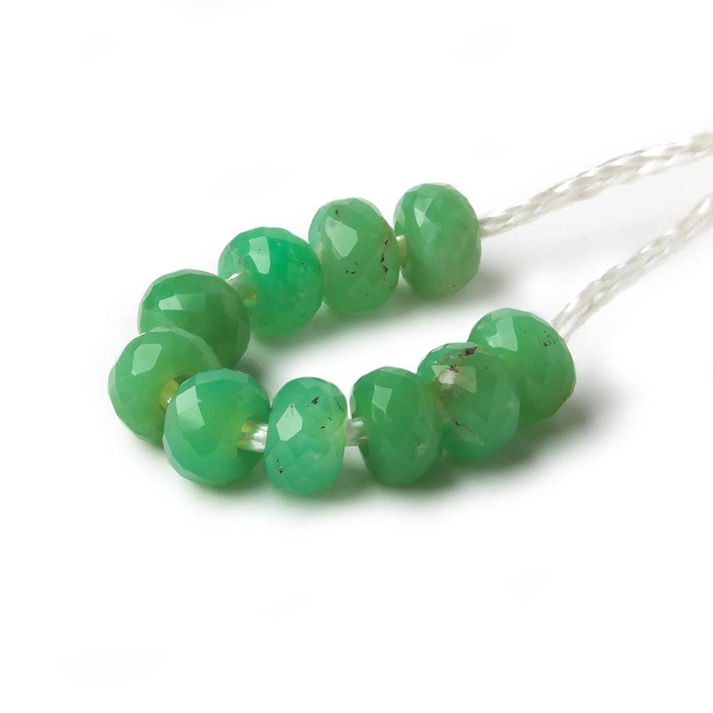 6mm Dark Chrysoprase 2mm Large Hole Faceted Rondelle Set of 10 Beads (ONLINE ORDER ONLY)