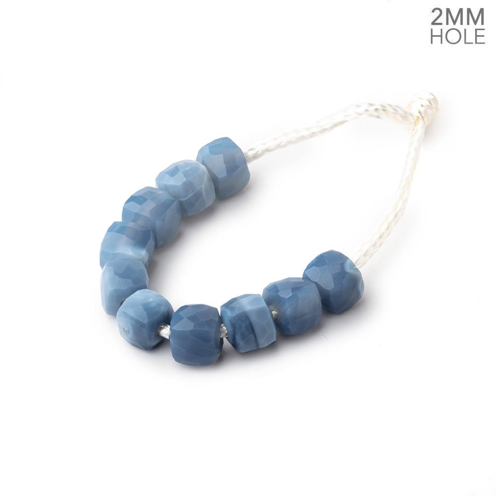6mm Dark Owyhee Denim Blue Opal 2mm Large Hole Faceted Cube Beads Set of 10 (ONLINE ORDER ONLY)