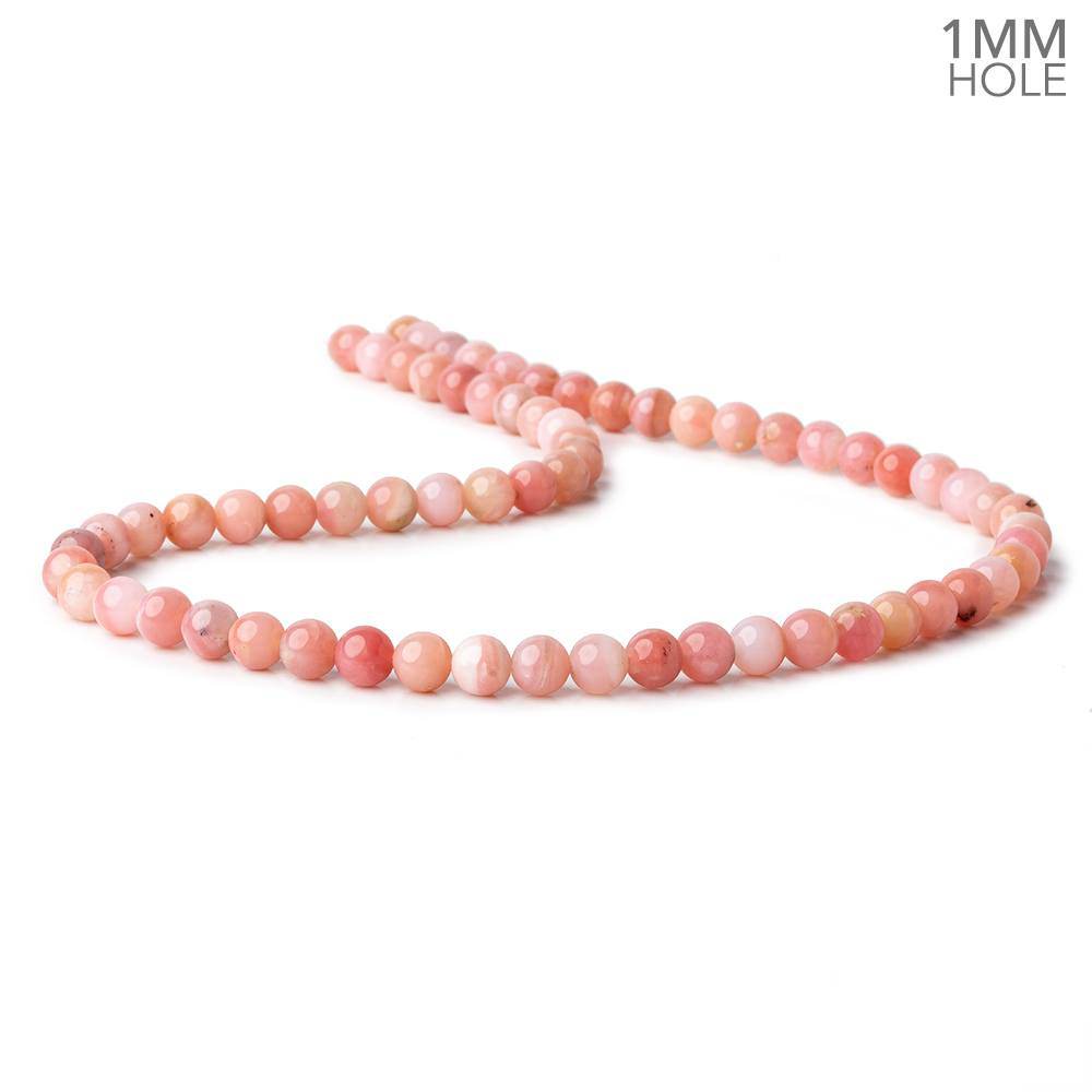 6mm Dark Pink Peruvian Opal plain round large hole beads 16 inch 69 pieces A (ONLINE ORDER ONLY)