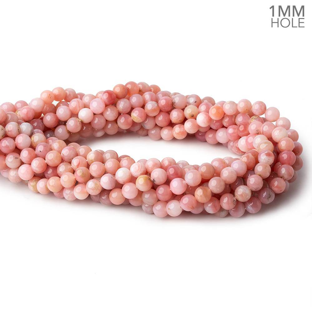 6mm Dark Pink Peruvian Opal plain round large hole beads 16 inch 69 pieces A (ONLINE ORDER ONLY)