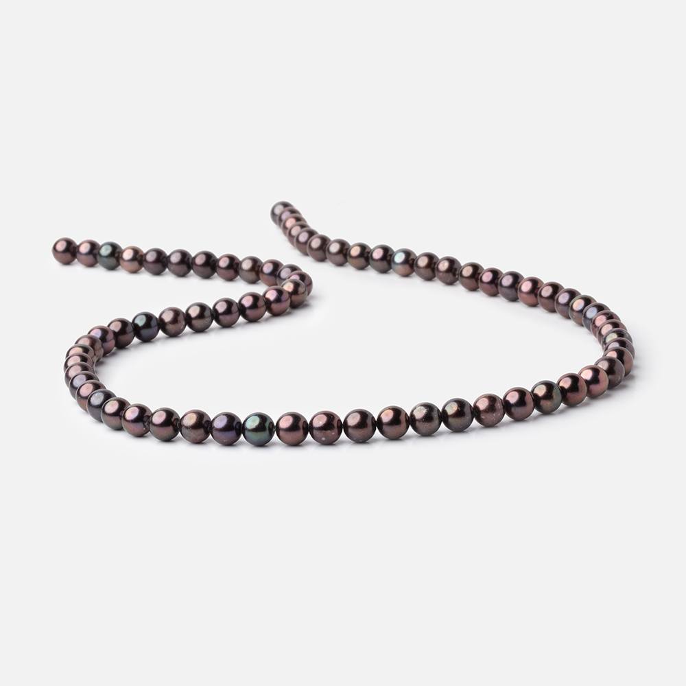 6mm Dark Plum Peacock Off Round Freshwater Pearls 16 inch 70 Beads AA (ONLINE ORDER ONLY)