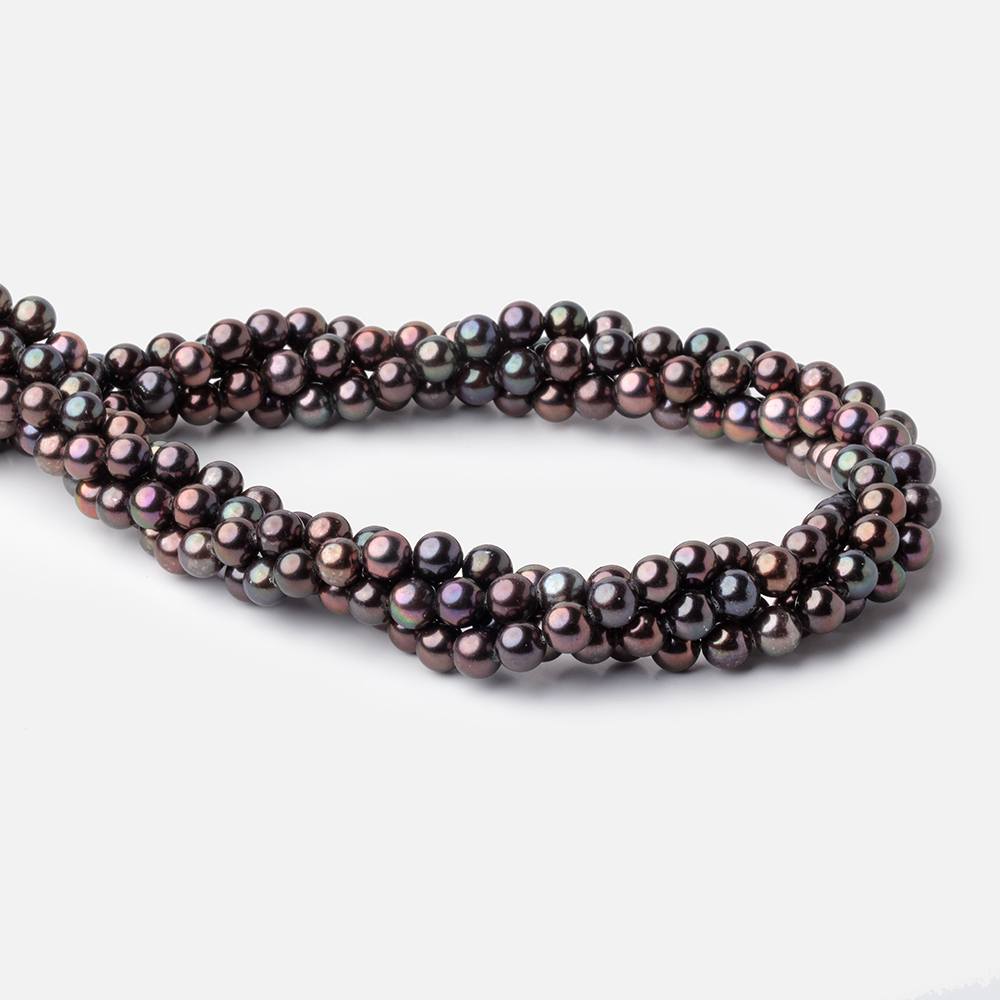6mm Dark Plum Peacock Off Round Freshwater Pearls 16 inch 70 Beads AA (ONLINE ORDER ONLY)